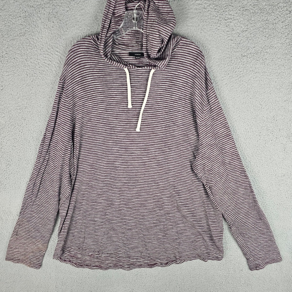 Vince Hoodie Mens XXL Striped Cotton Pullover M83959371A Long Sleeve